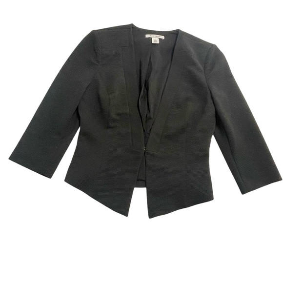 White House Black Market Black Textured Open Front Blazer Jacket Size 4 - Picture 4 of 12